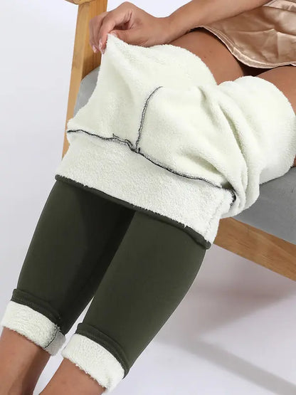 Women's Solid High Waist Thermal Lined Leggings, Casual Comfy Skinny Pants for Daily Outdoor Wear, Women Bottoms for Fall & Winter, Womenswear