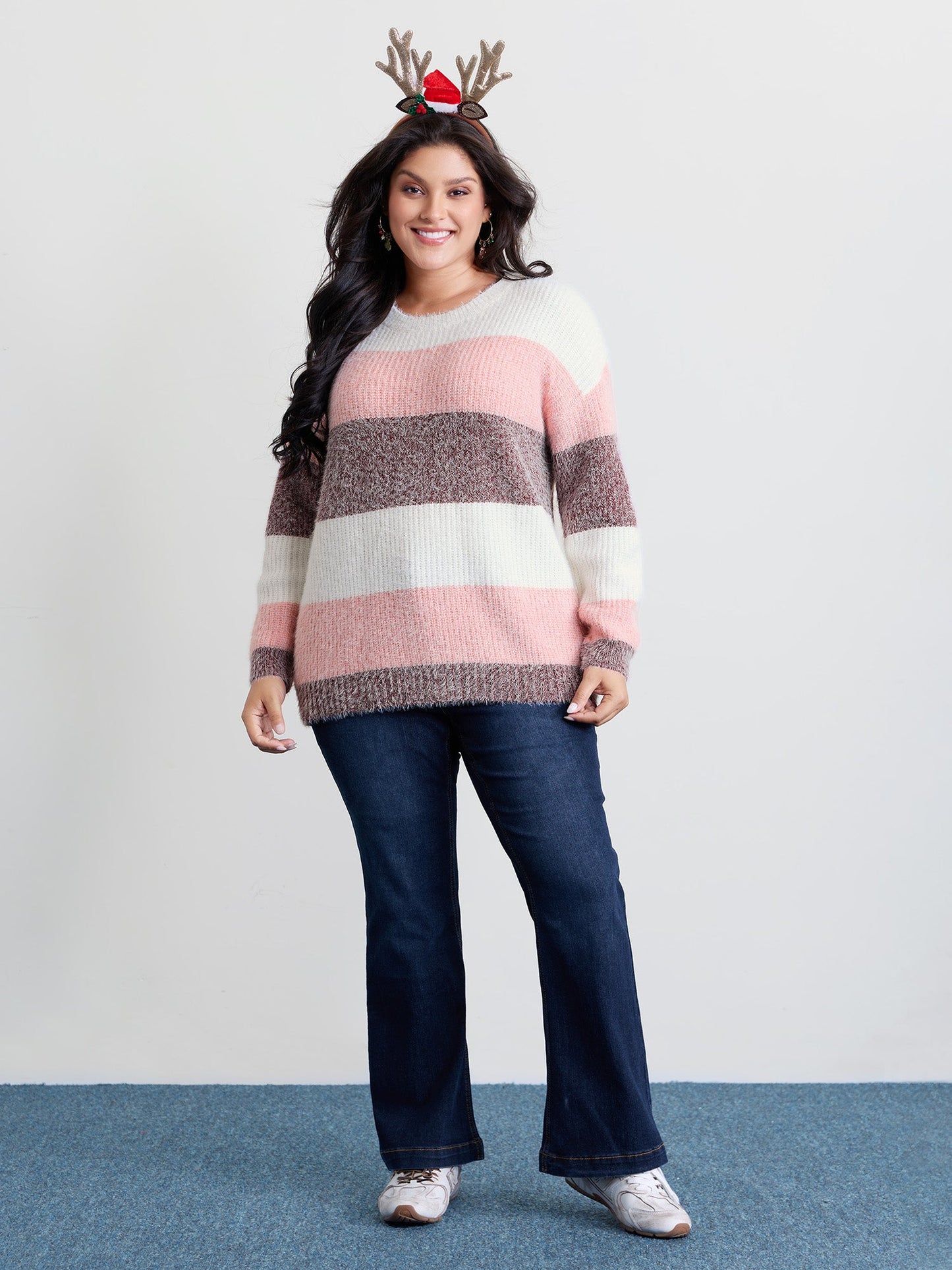 Colorblock Faux Mink Fur Pullover