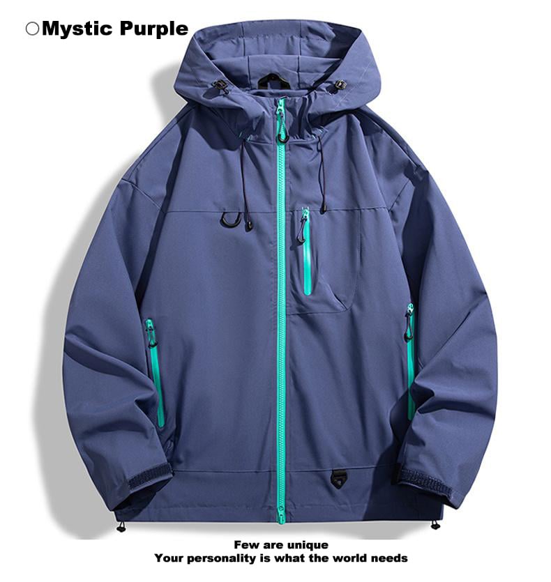 New Outdoor Hooded Couples' Mountain Climbing Jacket, Spring & Autumn Windproof Waterproof Breathable Stylish Plain Jacket, Hiking Jacket