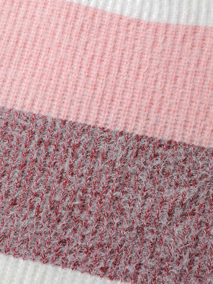 Colorblock Faux Mink Fur Pullover