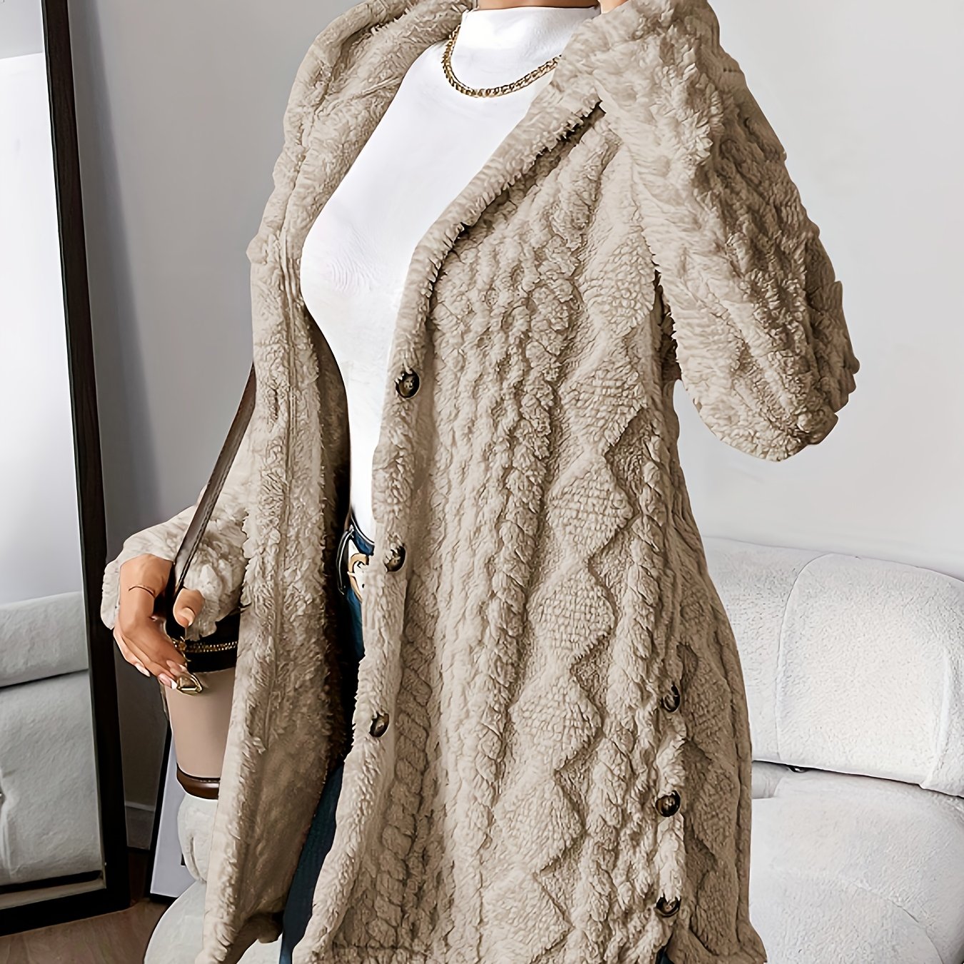 Rowena™ | Plush Hooded Cardigan Coat