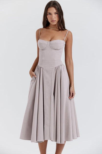 Nina | Sleeveless Corset Midi Dress