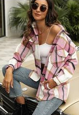 Womens Plus Size Shacket Jacket Flannel Plaid Long Sleeve Button Down Shirts Casual Fall Blouses Tops  Winter Coats Winter Holiday Haul#US 2025 Deals for You Days