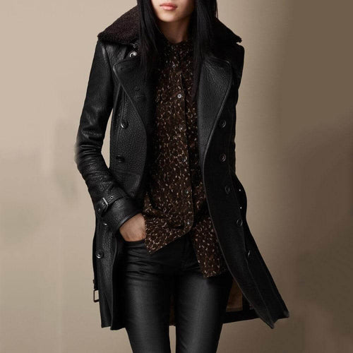 Victoria™ | Elegant 3/4 Leather Coat