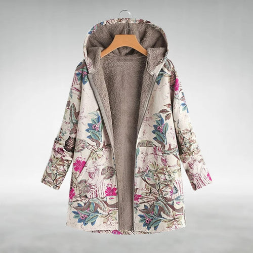 Fleural™ | Elegant Floral Hooded Coat