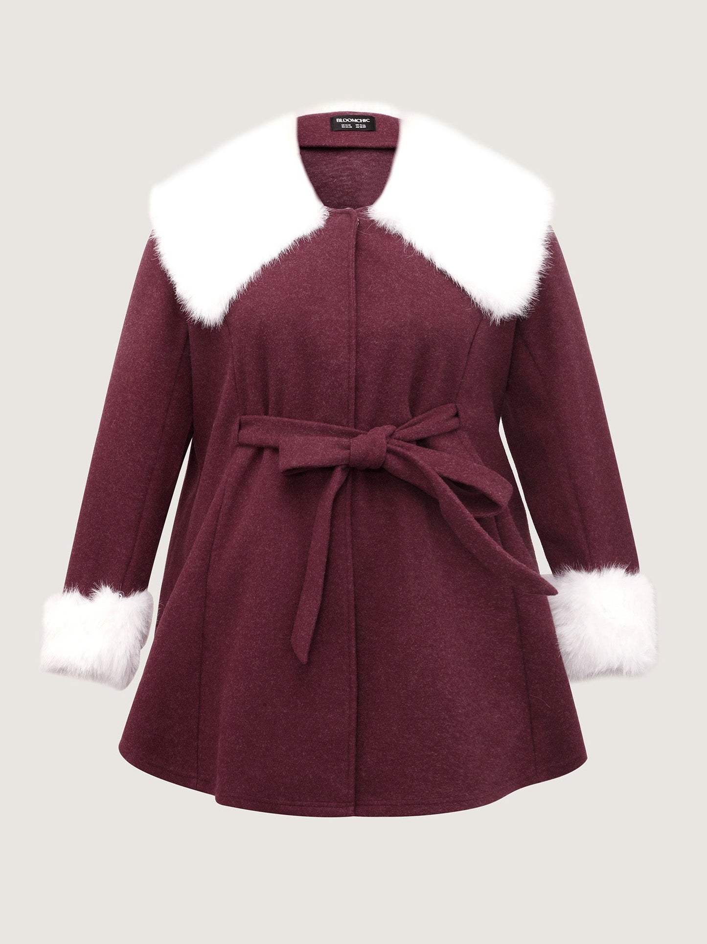 Detachable Fur Collar Waist-Tie Jacket