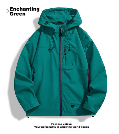 New Outdoor Hooded Couples' Mountain Climbing Jacket, Spring & Autumn Windproof Waterproof Breathable Stylish Plain Jacket, Hiking Jacket