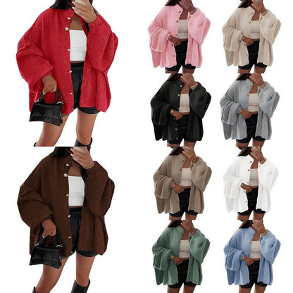 Women's Solid Color Button Cable Knit Cardigan, Casual Long Sleeve Open Front Outerwear for Fall & Winter, Women's Knit Clothing for Daily Wear