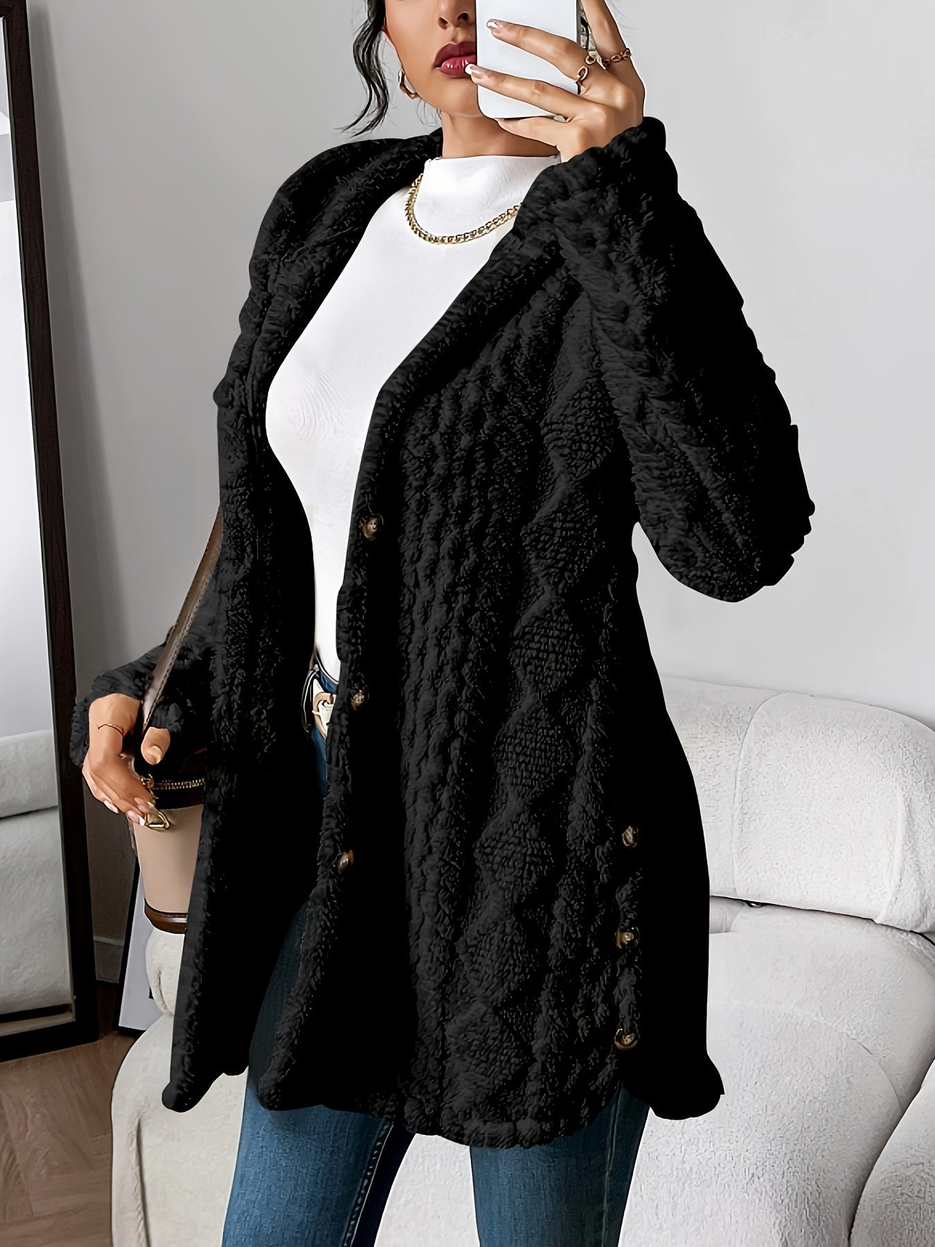 Rowena™ | Plush Hooded Cardigan Coat
