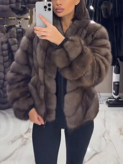 Women Plush Spliced temperament Casual Coat