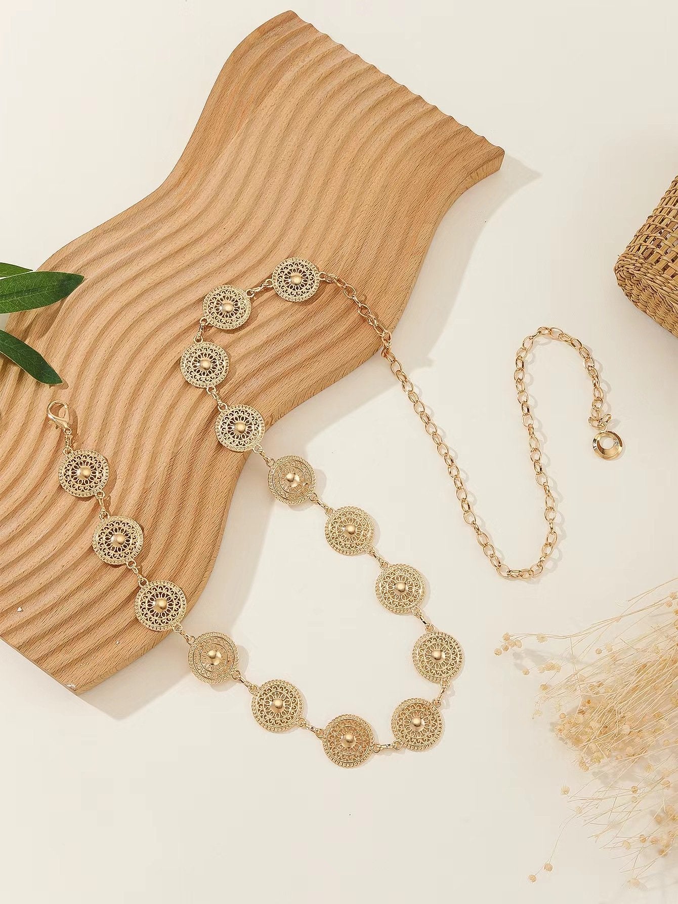 Women's Waist Chain Retro Turquoise Waist Chain Boho Metal Waist Chain Clothing Accessories Body Chain