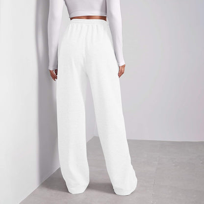 Straight Leg Sweatpants Women Baggy Drawstring Elastic Waist Lounge Pants Soft Cozy Joggers with Pockets