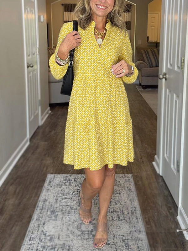 NEW🔥 V Neck Vintage Printed Dress