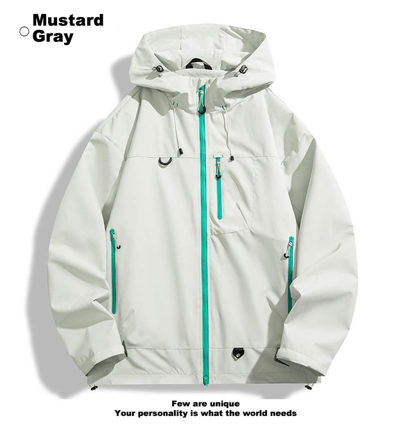 New Outdoor Hooded Couples' Mountain Climbing Jacket, Spring & Autumn Windproof Waterproof Breathable Stylish Plain Jacket, Hiking Jacket