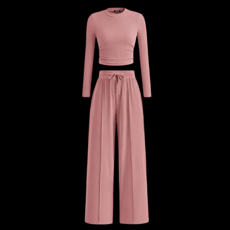 Women's Fall 2-Piece Set – Top & Wide-Leg Pants