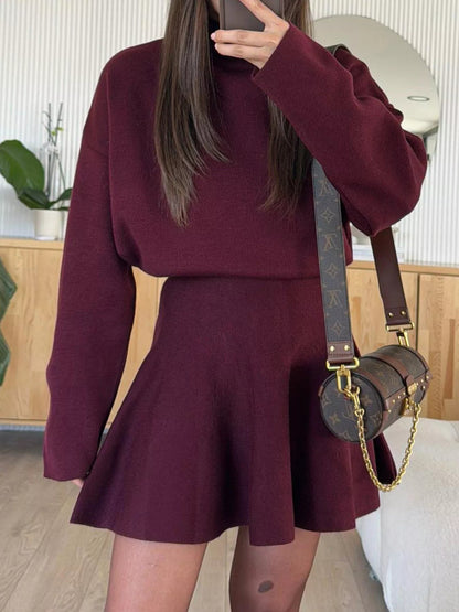 Round Neck Long Sleeve Mini Sweater Dress