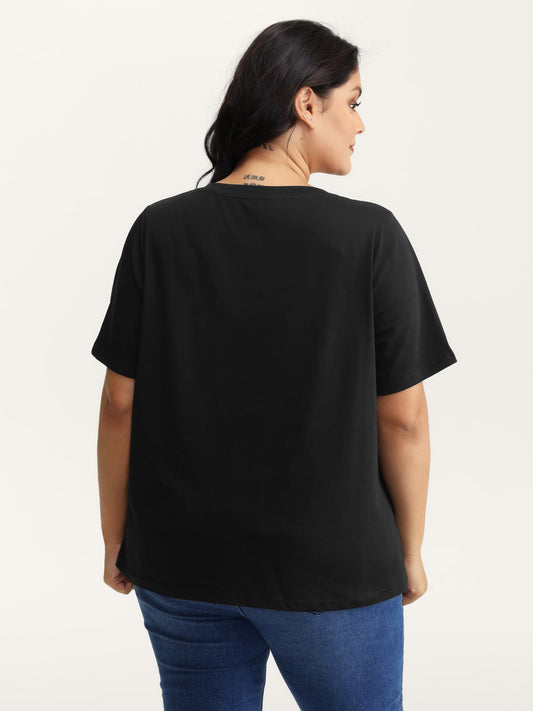 Stretchy Plain V-Neck T-Shirt