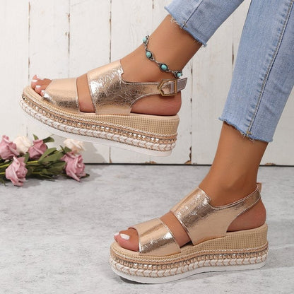 Women's Silver Zipper Hollow Fashion Sandals