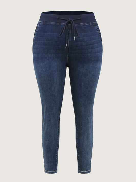 Stretch Pull-On Drawstring Skinny-Fit Jeans