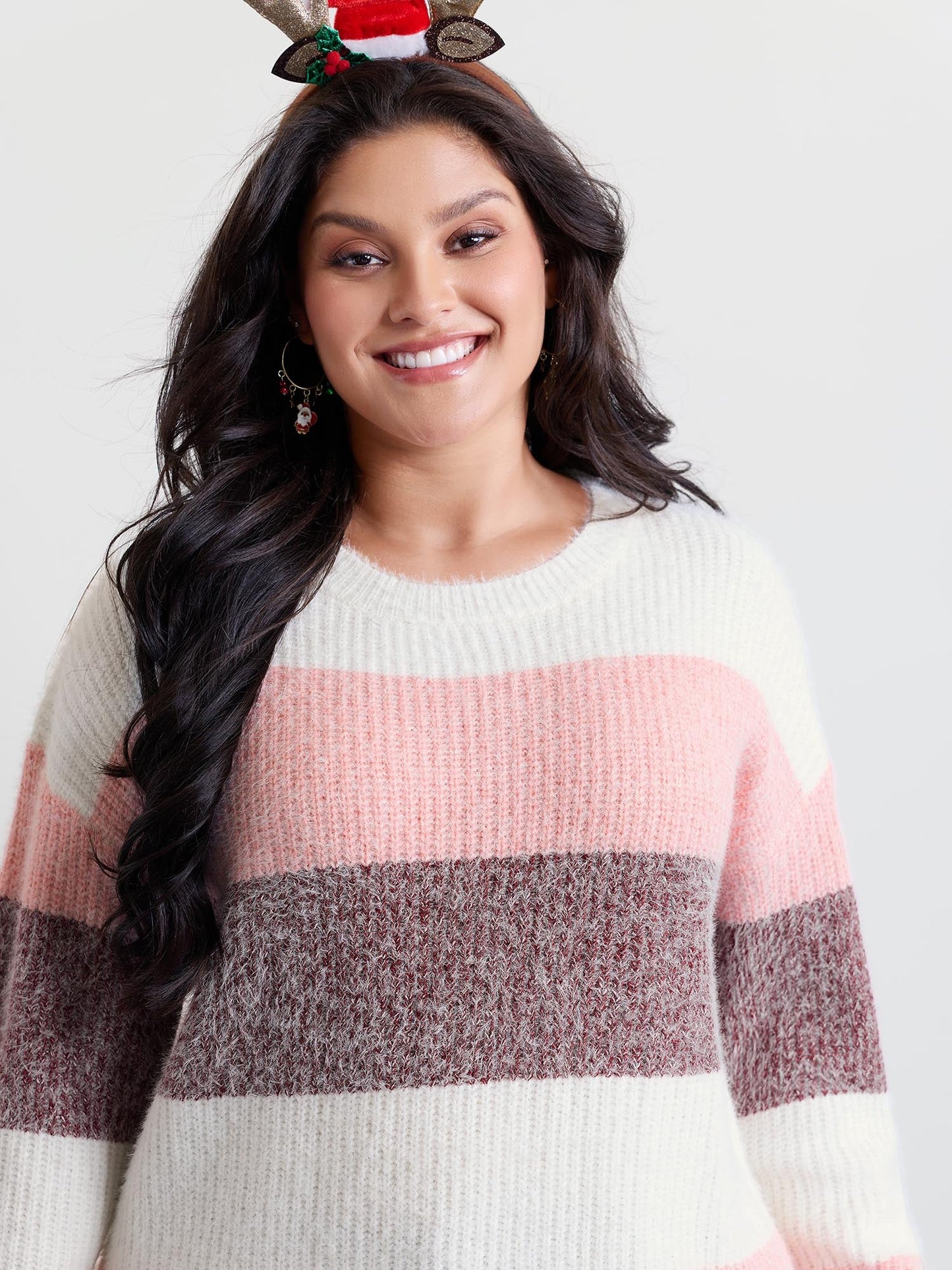 Colorblock Faux Mink Fur Pullover