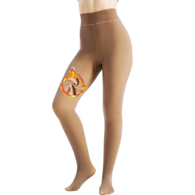 🔥Women's Fleece Lined Tights Fake Translucent Warm Thermal Pantyhose Sheer Thick Leggings Under Dress for Winter with Plush Inner Layer,High quality Tights,Soft and Breathable,5 Colours,Normal and Plus size