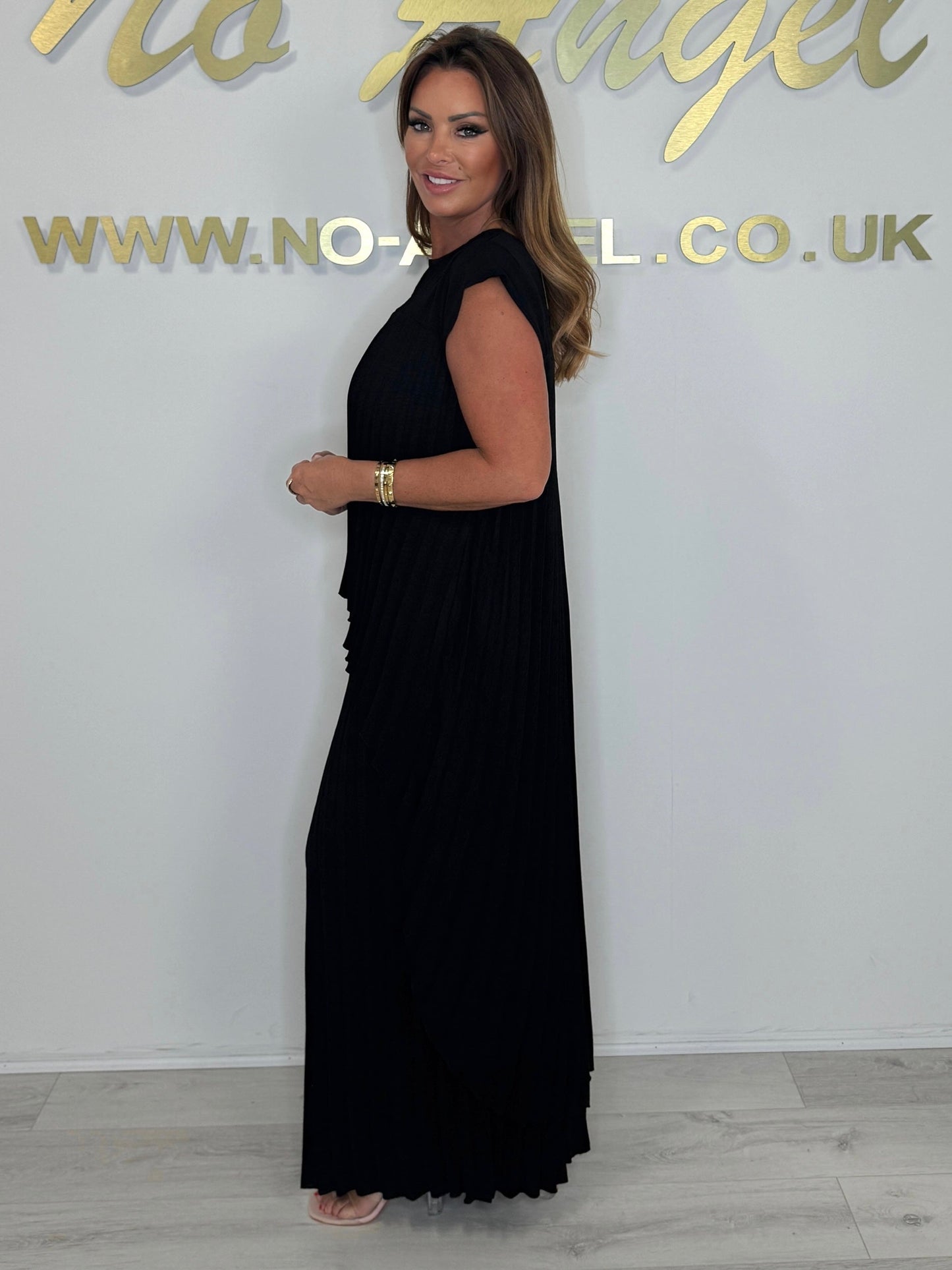 Pleated High Low Top & Trouser Two Piece Set