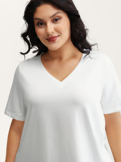 Stretchy V-Neck Solid T-Shirt