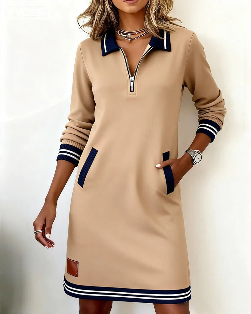 Caroline | Chic Long Sleeve Cotton Dress