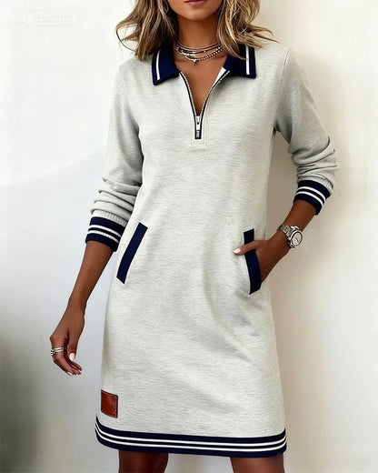 Caroline | Chic Long Sleeve Cotton Dress