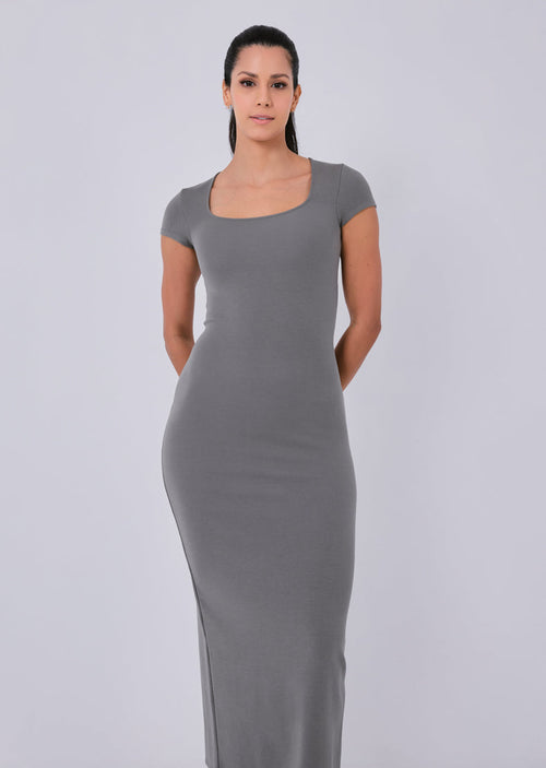 Women's Short Sleeve Dress Pebble Grey