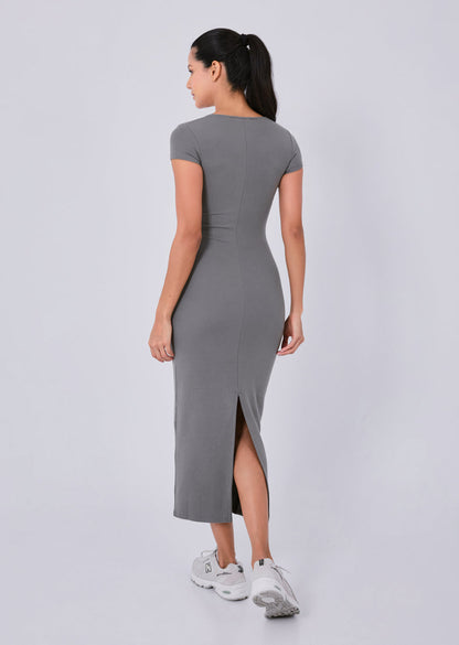 Women's Short Sleeve Dress Pebble Grey